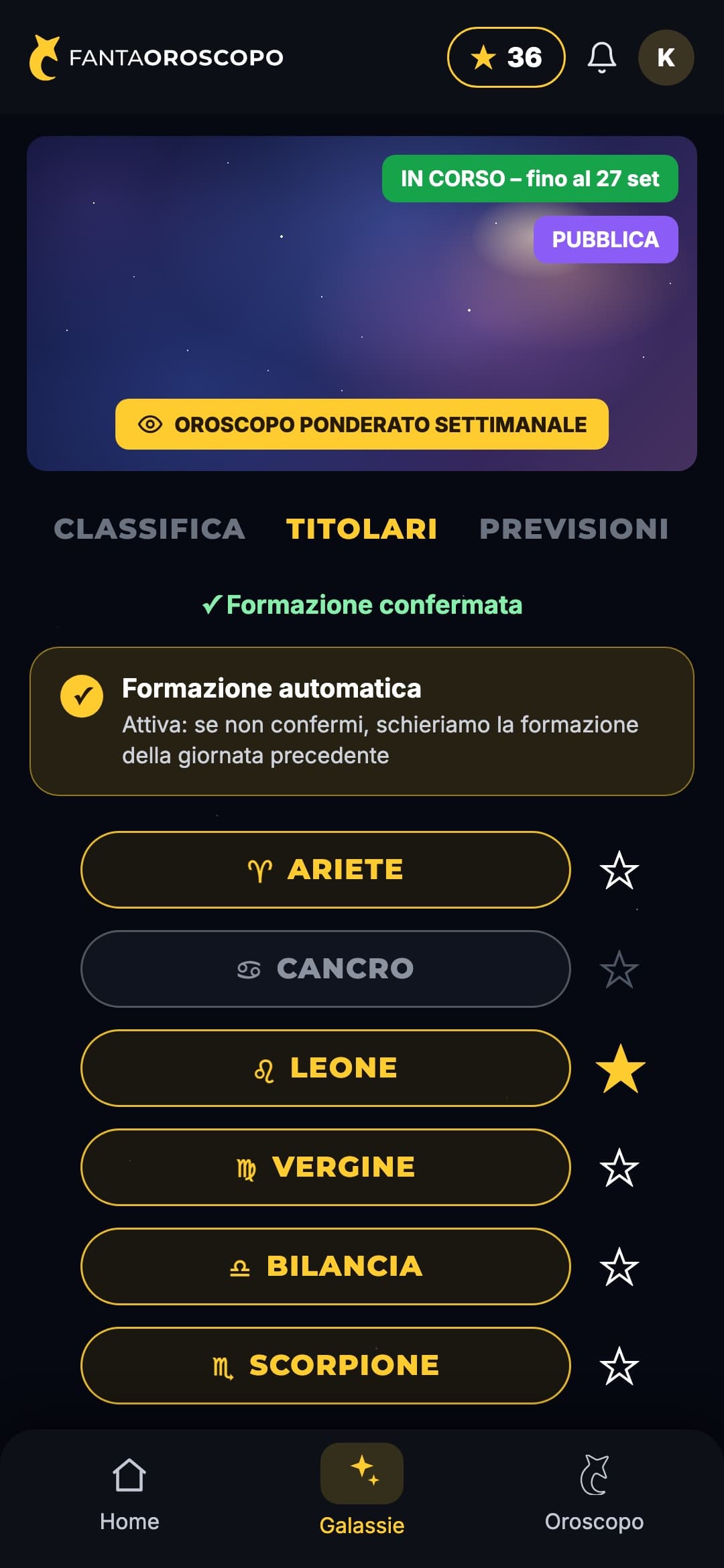 Scelta dei titolari con il capitano